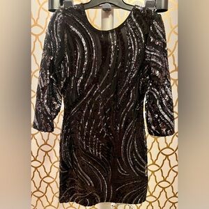 Express black and silver sequin dress size 6
